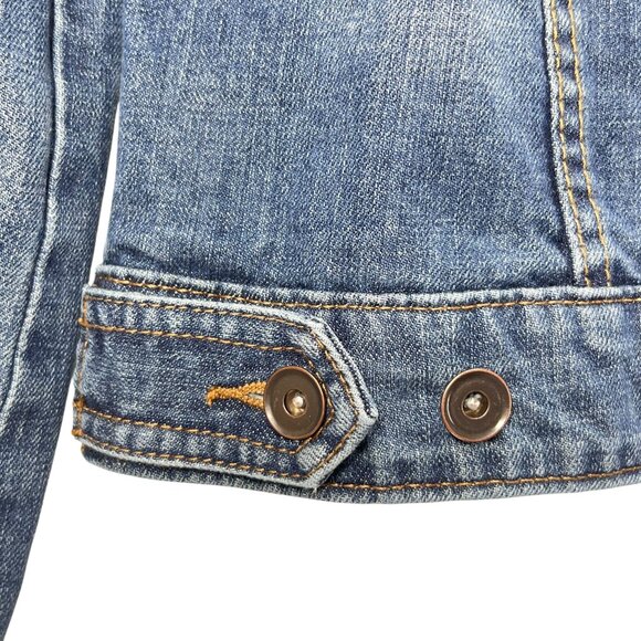 JCP Blue Jeans Denim Jacket Medium Distressed 93677 Button Pockets Short Classic - Picture 4 of 10